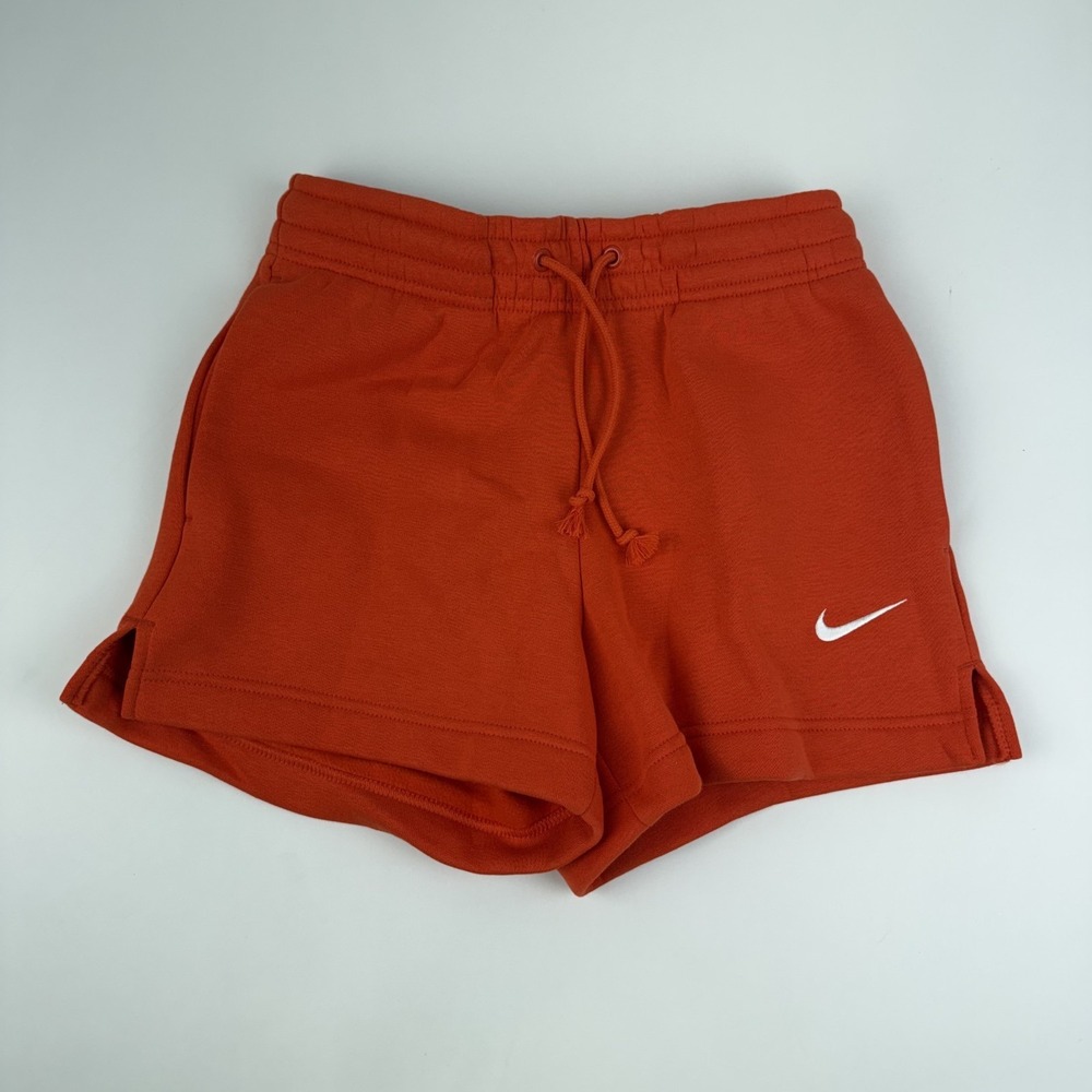 New Womens Nike Sportswear Phoenix Fleece Mid-Rise 4" Orange Shorts Size XSmall